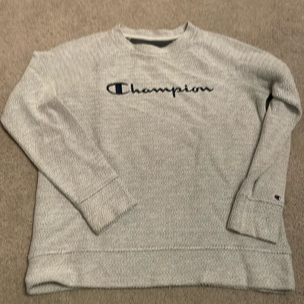 Champion light gray/black patterned crewneck sweatshirt